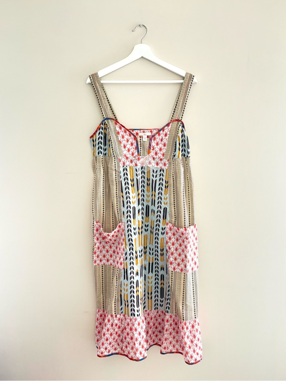 NWOT LUX Boho Midi Strap Dress Size 10 Multicolour Lightweight 100% Cotton
